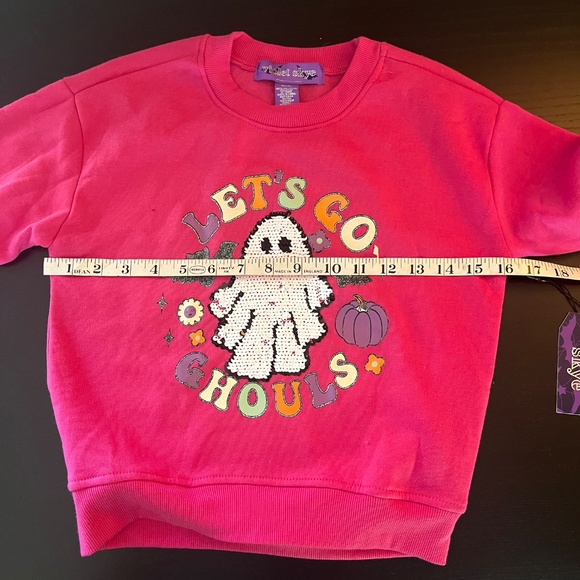 NWT Let’s Go Ghouls Pink Sweatshirt Violet Sky Size Large Girls Halloween - Picture 4 of 7